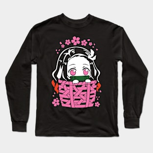 Kawaii Nezuko Chibi: Basket of Cuteness - Demon Slayer Long Sleeve T-Shirt